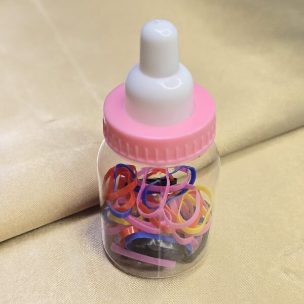 Mini Rubber Bands in Baby Bottle Jar - Image 2
