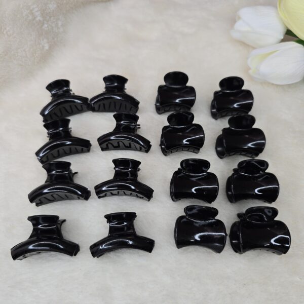 Glossy Black Mini Hair Claw Clips