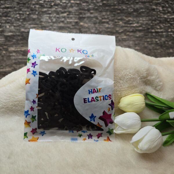 KOKO Black Hair Elastics – Rubber Bands for Daily Use (Pack)