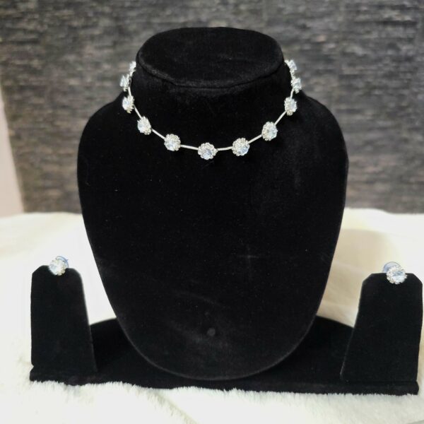 Elegant Solitaire Crystal Necklace with Stud Earrings