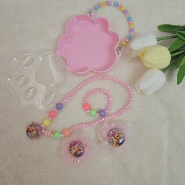 Paw Shaped Kids Jewelry Box – Beaded Handle & Princess Accessories - Image 2