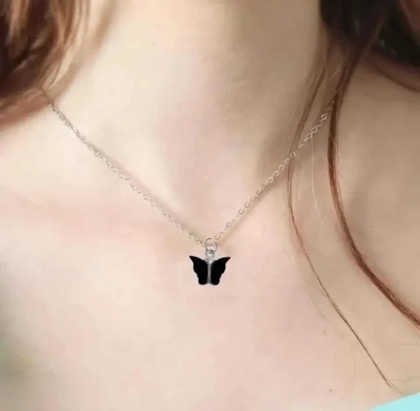 Black Butterfly Pendant Necklace