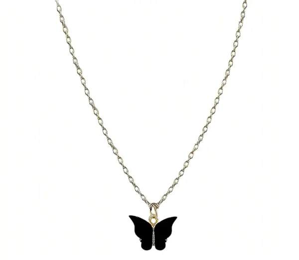 Black Butterfly Pendant Necklace - Image 2