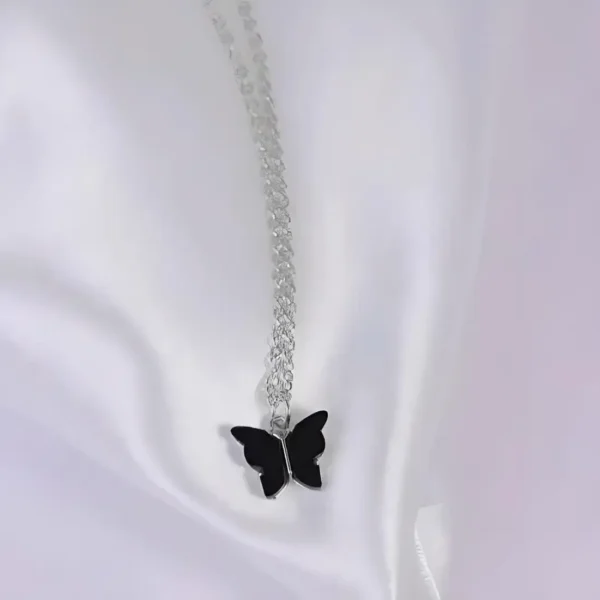 Black Butterfly Pendant Necklace - Image 3