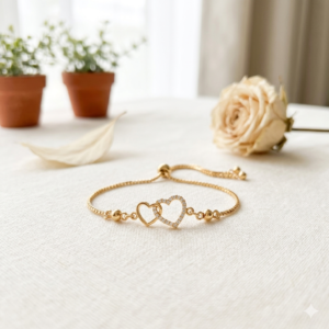 Double Heart Adjustable Bracelet  Short