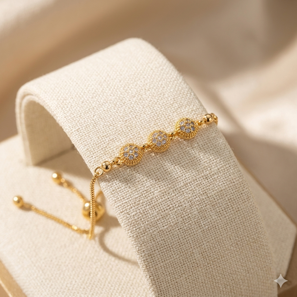 Triple Crystal Ball Adjustable Bracelet - Image 3