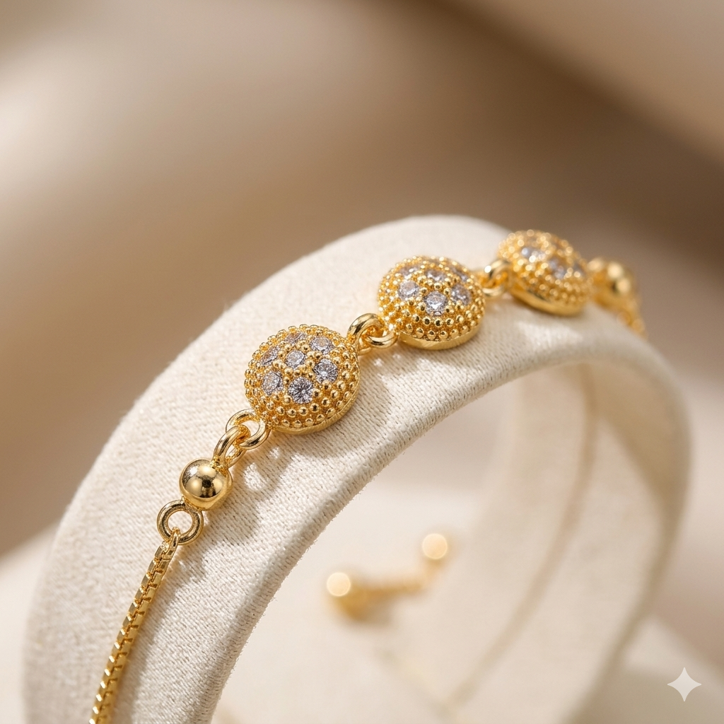 Triple Crystal Ball Adjustable Bracelet - Image 4