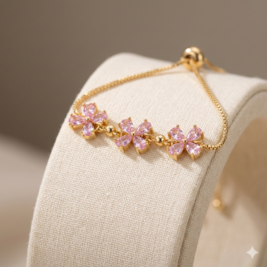 Pink Blossom Adjustable Bracelet - Image 4