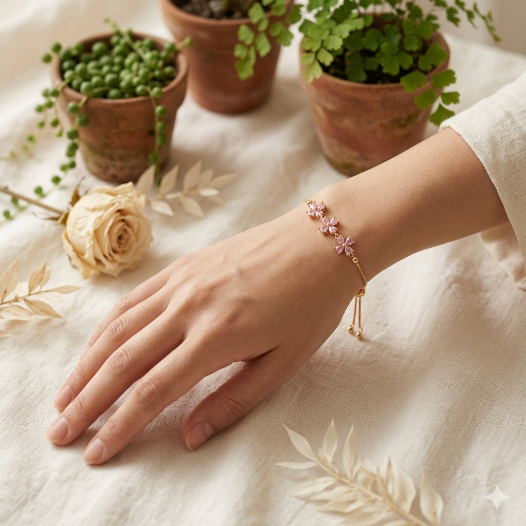 Pink Blossom Adjustable Bracelet - Image 2
