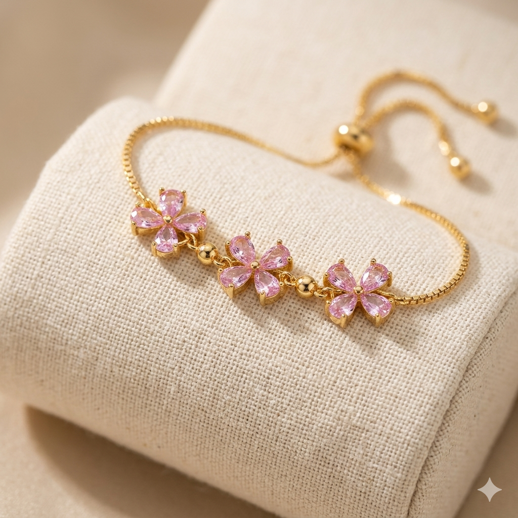 Pink Blossom Adjustable Bracelet - Image 3