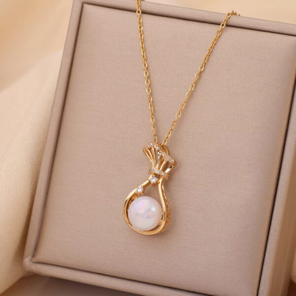 White Stone Golden Necklace