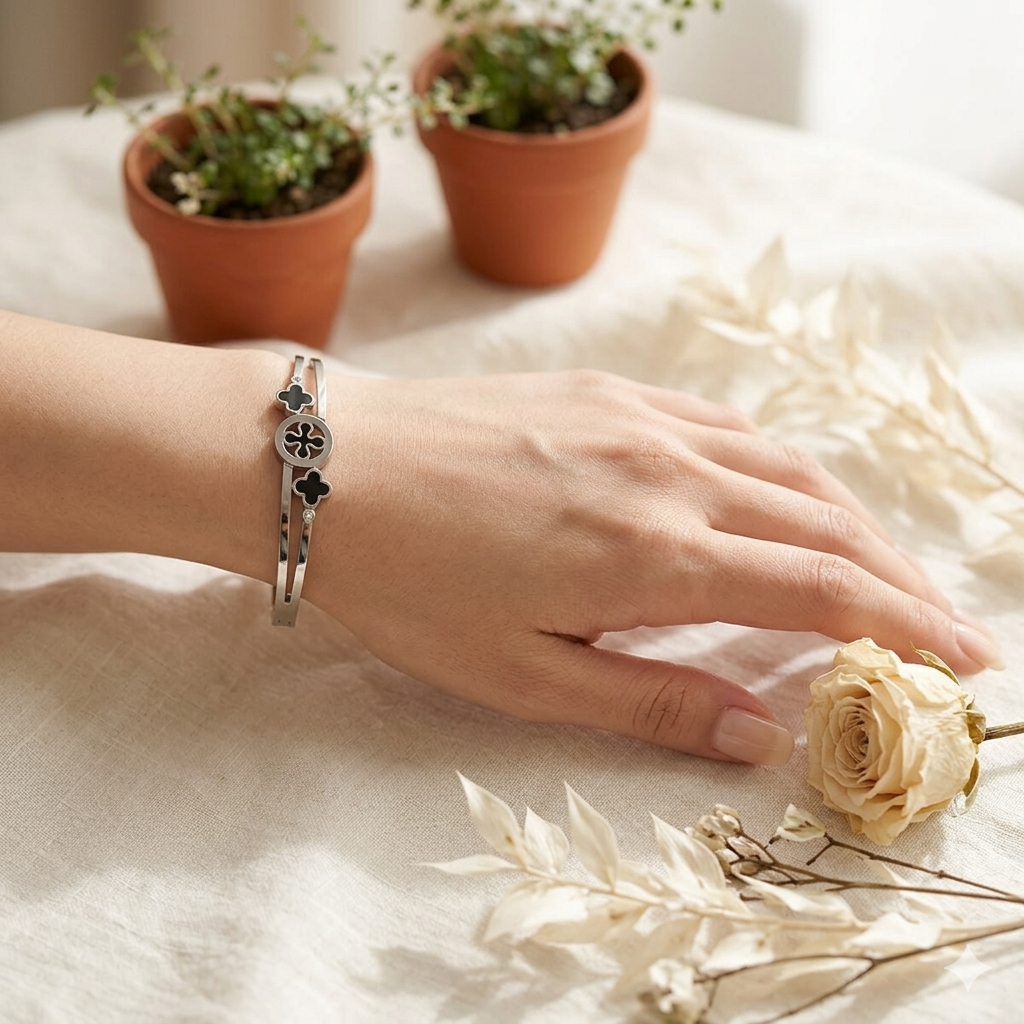 Anti-Tarnish Twilight Cuff Bracelet - Silver - Image 2