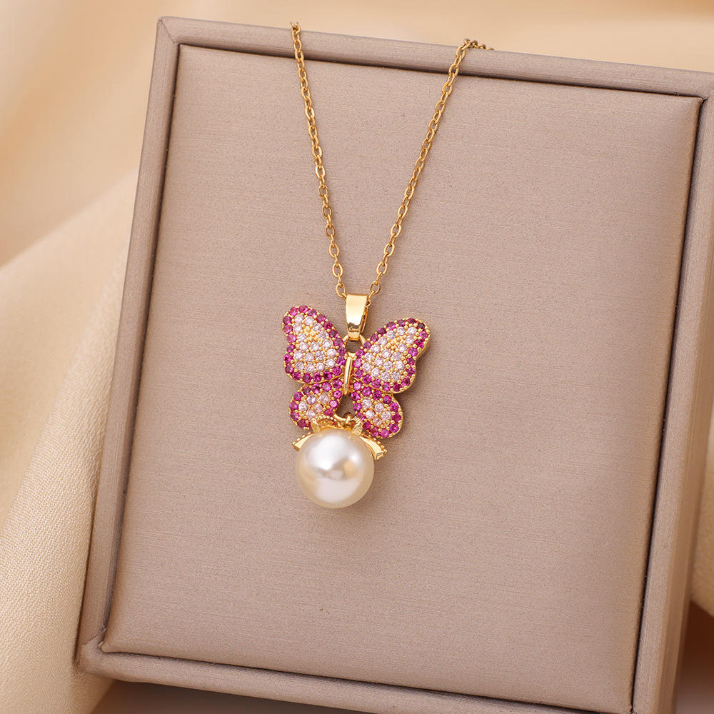Pink Butterfly Necklace - Image 2