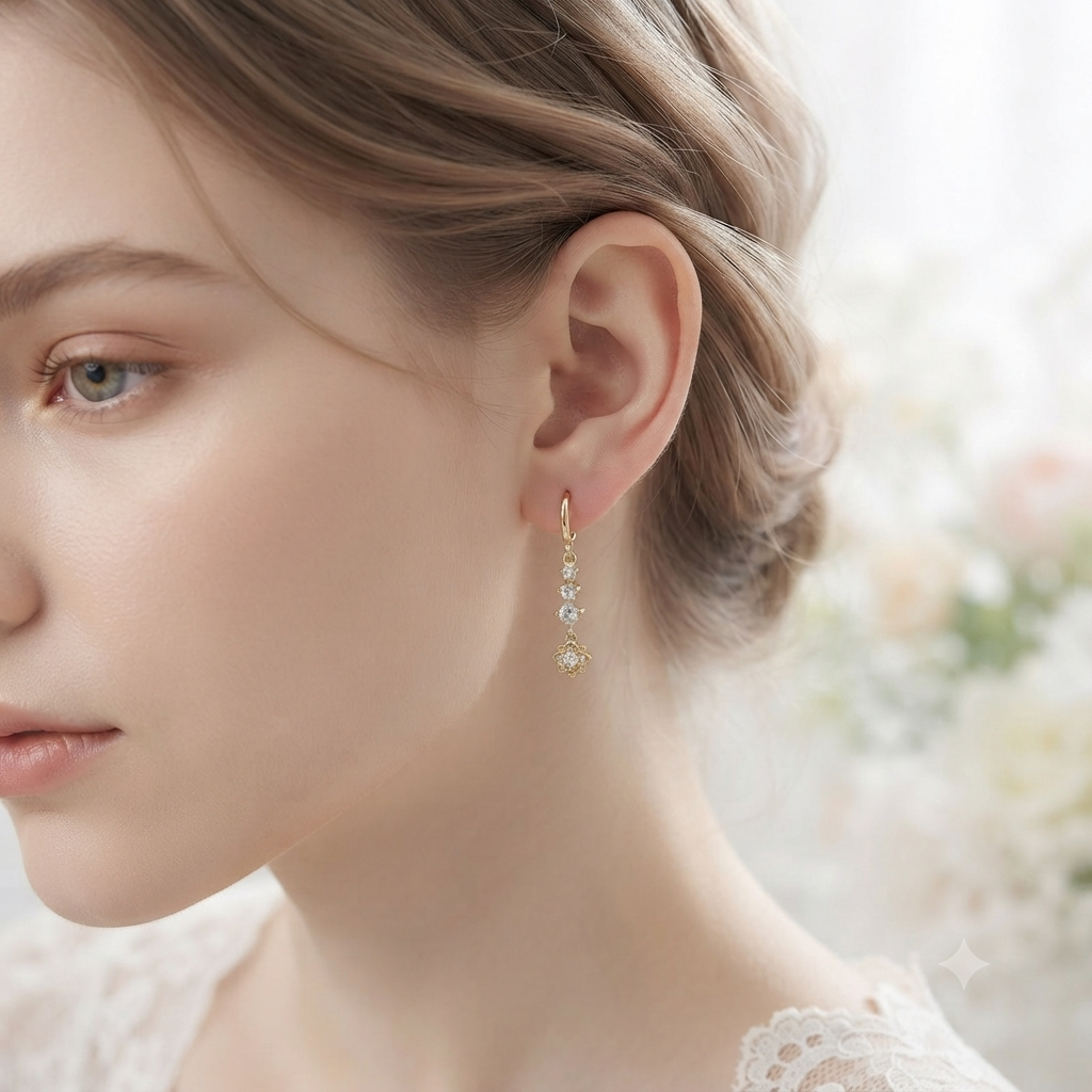 Flower Drop Earrings | Divine Sparkle - Image 2